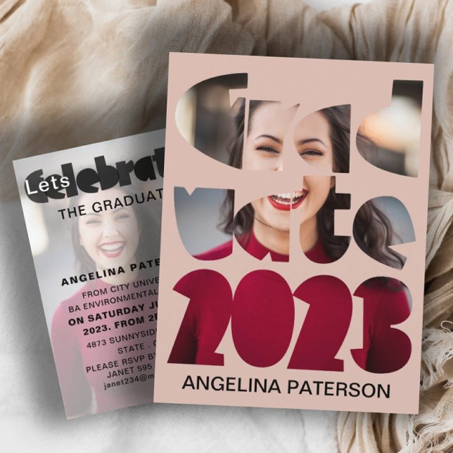 Cartão Postal De Convite Rosa de Fotografia Simples Mondern (Criador carregado)