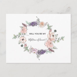 Cartão Postal De Convite Rosas Cor-de-Rosa Elegantes Florais Moderna Dama d