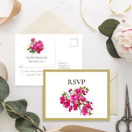 Cartão Postal De Convite Rosas Selvagens Magenta RSVP