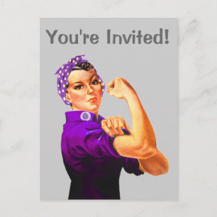 Cartão Postal De Convite Rosie The Riveter - Roxo