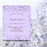 Cartão Postal De Convite Roteiro de poeira da lavanda violeta de aniversári<br><div class="desc">Para uma elegante festa de aniversário 40th (ou qualquer idade). Um fundo colorido violeta e lavanda. Decorado com brilho violeta. Personalize e adicione um nome e detalhes da parte. O nome é escrito com um script de estilo manuscrito. Dica: Se você não quiser que pareça um cartão postal, clique em...</div>