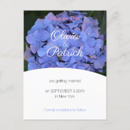 Cartão Postal De Convite Roxo Pastel Hortênsia Casamento Salve a Data