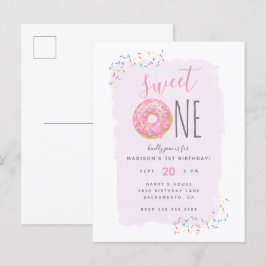 Cartão Postal De Convite Roxo | primeiro aniversario de pinheiro rosado