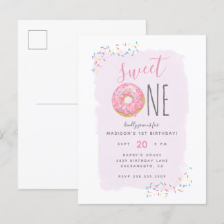 Cartão Postal De Convite Roxo | primeiro aniversario de pinheiro rosado