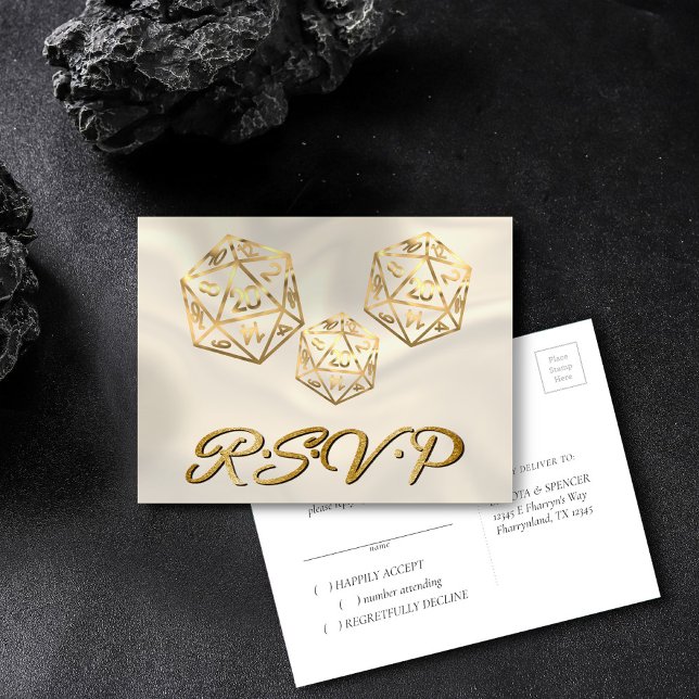 Cartão Postal De Convite RPG Dice | RSVP de Eventos do Jogador do Tabletop  (Criador carregado)