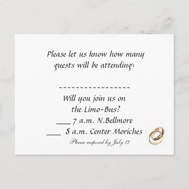 Cartão Postal De Convite rsvp (Frente)