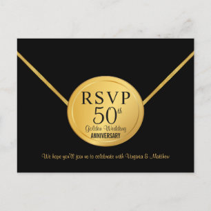 Cartão Postal De Convite RSVP 50º Partido Surpresa do Aniversário de Casame