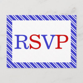 Cartão Postal De Convite RSVP Azul Branco Vermelho