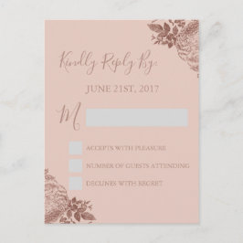 Cartão Postal De Convite RSVP - Cartão de Resposta de Casamento Cor-de-Rosa