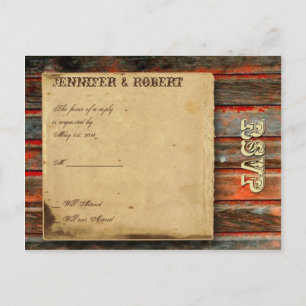 Cartão Postal De Convite RSVP da Janela do Coração do Grafite de Madeira da