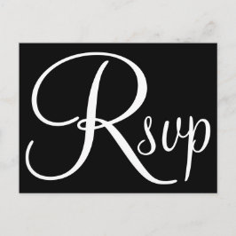 Cartão Postal De Convite RSVP de Caligrafia Branca e Preta
