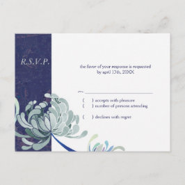 Cartão Postal De Convite RSVP de Casamento Branco, Marinho e Azul Dusty