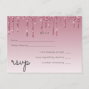 Cartão Postal De Convite RSVP de Casamento com Largura Rosa BUDGET