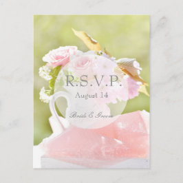 Cartão Postal De Convite RSVP de Casamento de Buquê de Flor Primavera