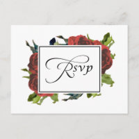 RSVP de Casamento de Buquê rosa vermelha