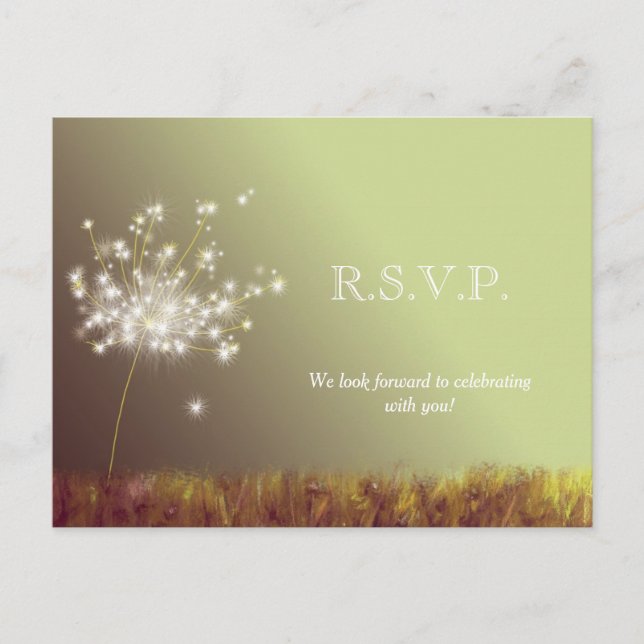 Cartão Postal De Convite RSVP de Casamento de Dandelions Meadow Meadow (Frente)