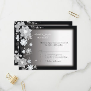 Cartão Postal De Convite RSVP de Casamento de Dezembro Bling Bling