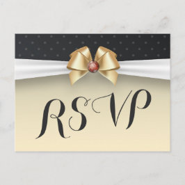 Cartão Postal De Convite RSVP de Casamento de Diamante Vermelho de Fita Dou