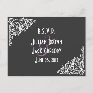 Cartão Postal De Convite RSVP de Casamento de Estilo de Quadro
