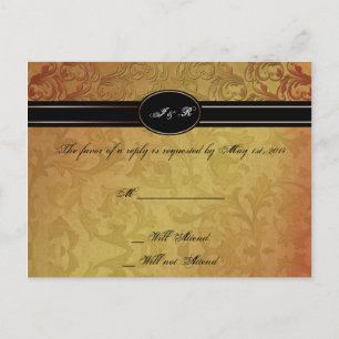 Cartão Postal De Convite RSVP de Casamento de Regência de Queda