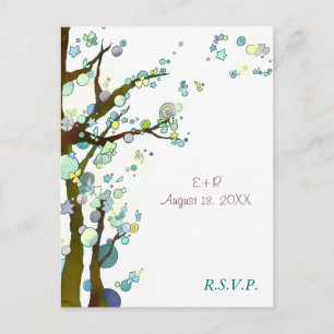 Cartão Postal De Convite RSVP de Casamento de Tema da Árvore Branca