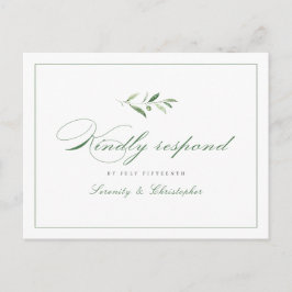 Cartão Postal De Convite RSVP de casamento do Classic Elegance Script Green