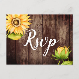 Cartão Postal De Convite RSVP de Casamento do Girassol Rústico com Escolha
