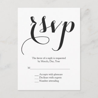 Cartão Postal De Convite RSVP de casamento do Script Font