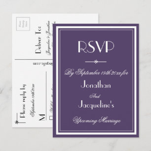 Cartão Postal De Convite RSVP de Casamento Dusty Purple Meal Choice gentilm