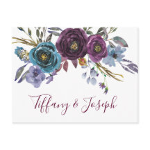 RSVP de Casamento Elegante de Aquarela Floral Purp