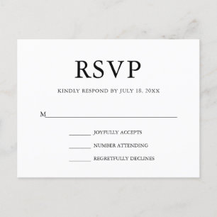 Cartão Postal De Convite RSVP de Casamento Elegante Simples