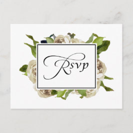 Cartão Postal De Convite RSVP de Casamento Floral do Buquê Rosa Branco