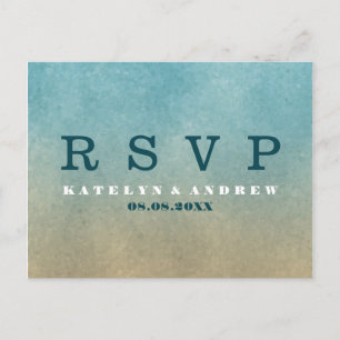 Cartão Postal De Convite RSVP de Casamento Mínimo de Ombre de Praia