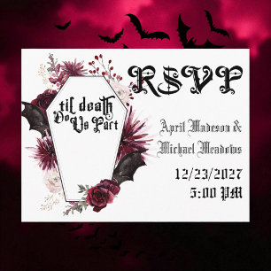 Cartão Postal De Convite RSVP de Casamento Negro de Aranha-Aranha