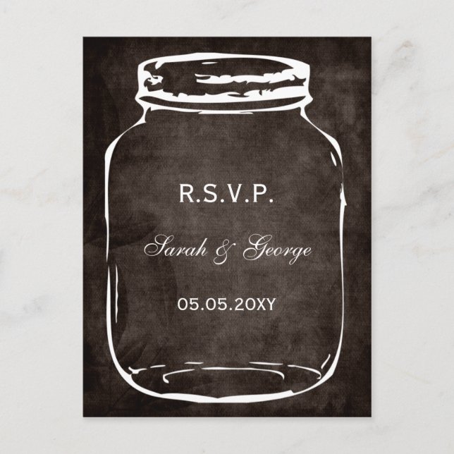 Cartão Postal De Convite rsvp de casamento rsason jar (Frente)