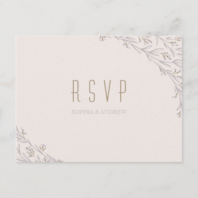 Cartão Postal De Convite RSVP de casamento Rústico floral Elegante (Frente)
