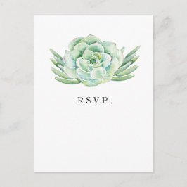 Cartão Postal De Convite rsvp de casamento suculento com aquarela
