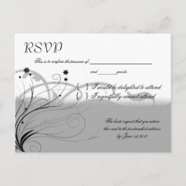 Cartão Postal De Convite RSVP de Cinzas e Preto Clássico