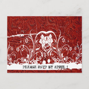 Cartão Postal De Convite RSVP de Couro Vermelho
