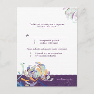 Cartão Postal De Convite RSVP de Escolha de Refeição de Casamento Floral Ro