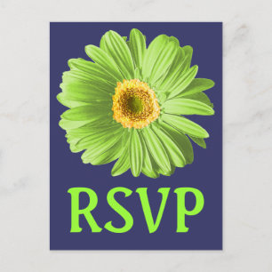 Cartão Postal De Convite RSVP De Flor De Margarida Verde Ou Personalizado