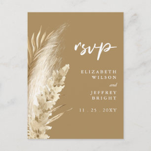 Cartão Postal De Convite RSVP de Grama Rustic Neutral Terthy Boho Pampas