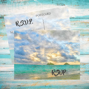 Cartão Postal De Convite RSVP de Paraíso Turquesa Tropical