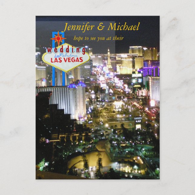 Cartão Postal De Convite RSVP de Recepção de casamento de Las Vegas (Frente)