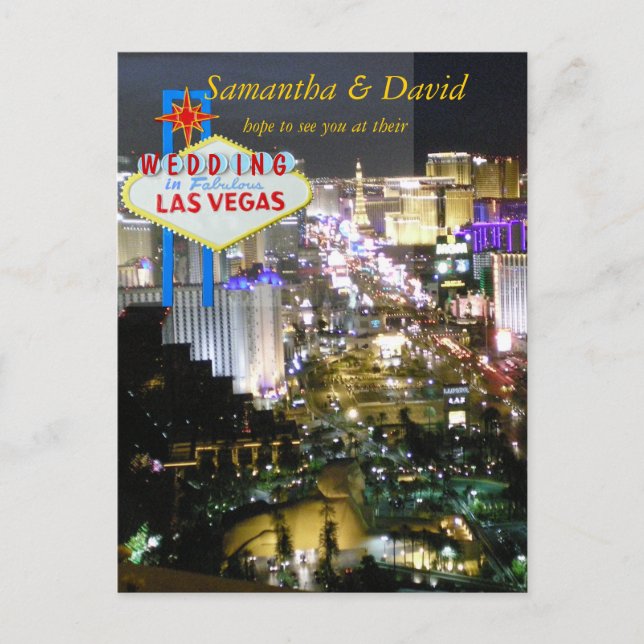 Cartão Postal De Convite RSVP de Recepção de casamento de Las Vegas (Frente)