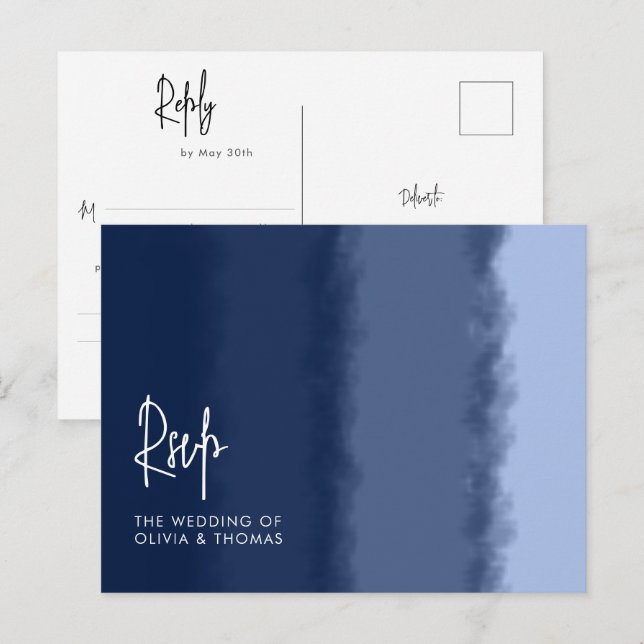 Cartão Postal De Convite RSVP de Refeição de Casamento do Elegante Modern M (Frente/Verso)