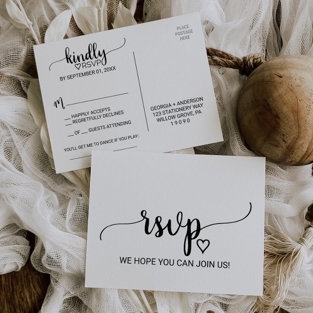 Cartão Postal De Convite RSVP de Solicitação de Música de Caligrafia Negra  (Criador carregado)