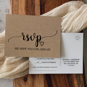 Cartão Postal De Convite RSVP de Solicitação de Música de Caligrafia Simple
