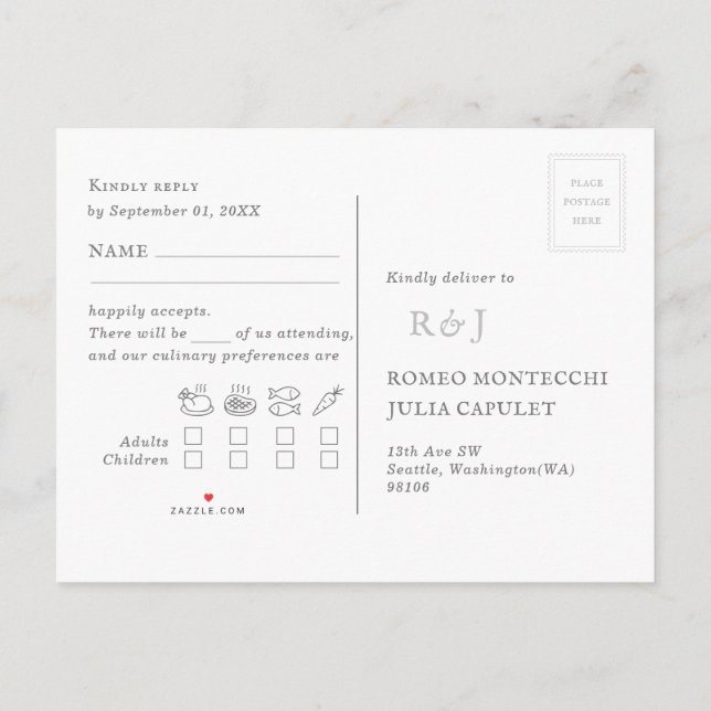 Cartão Postal De Convite RSVP de Solicitação de Música de Casamento (Verso)