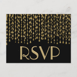 Cartão Postal De Convite RSVP | Douradas estrelas de queda